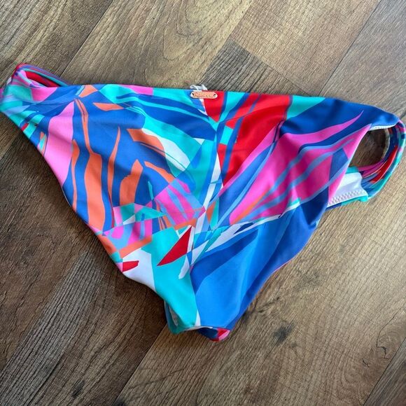 Raisins Blue Teal Pink Abstract Bikini Bottom Women's M great preworn condition - Picture 3 of 6